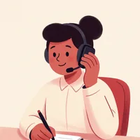Illustration of a sales rep on a headset call taking notes